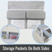 Gray crib with storage pockets on both sides, featuring the HealthSmart brand.