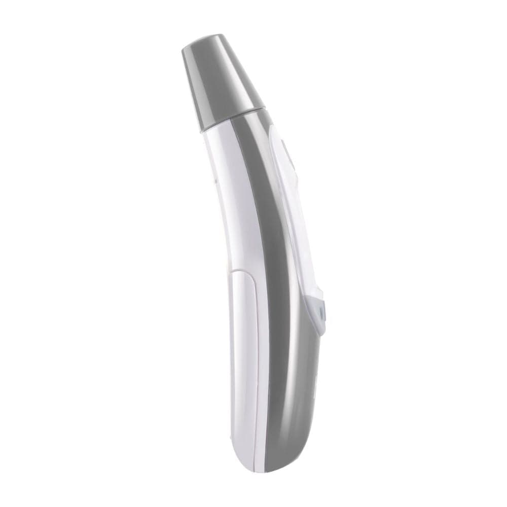 Silver and white electronic device on a white background