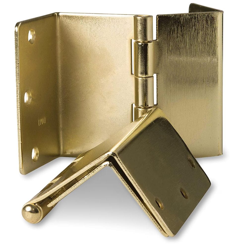 Gold metal corner bracket on a white background