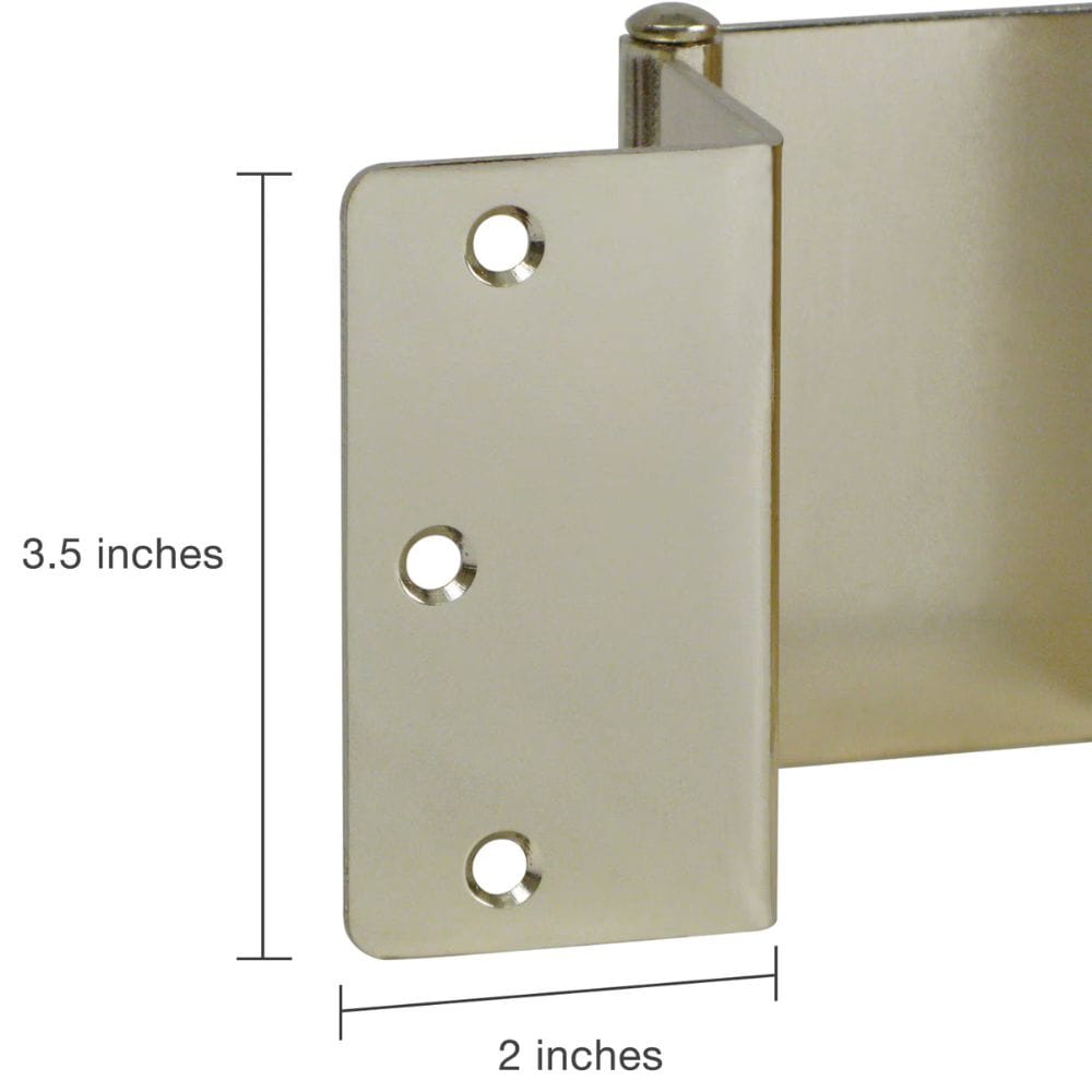 Metal bracket with dimensions labeled on a white background