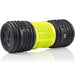 Black and yellow foam roller on a white background