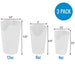Three sizes of white cups with measurements and a '3 Pack' label on a white background