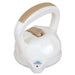 White and beige kettlebell on a white background