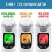 Three thermometers with color indicators for normal, low, and fever temperatures.