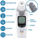 Digital thermometer with features labeled on a white background