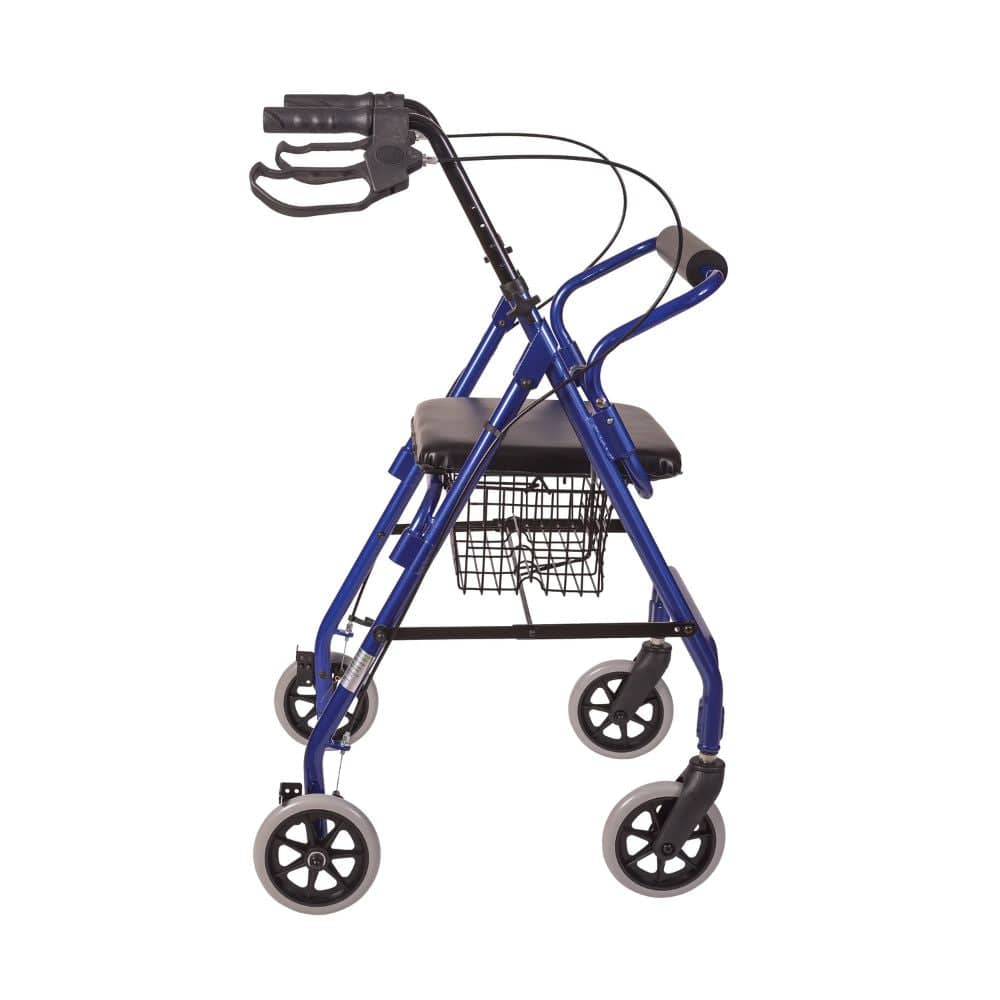 Blue walker with wheels on a white background