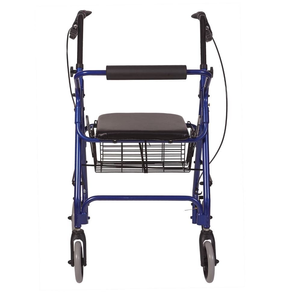 Blue walker with a basket on a white background