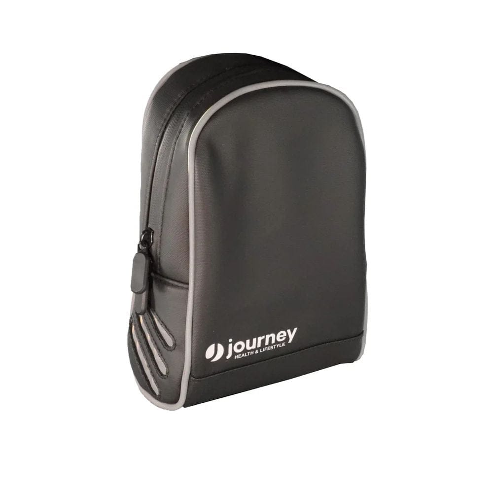 Black and gray bag with 'journey' logo on a white background