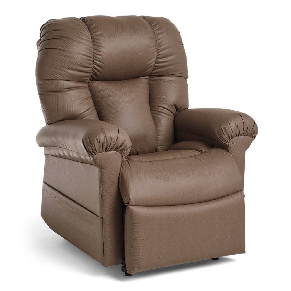 Brown leather recliner chair on a white background
