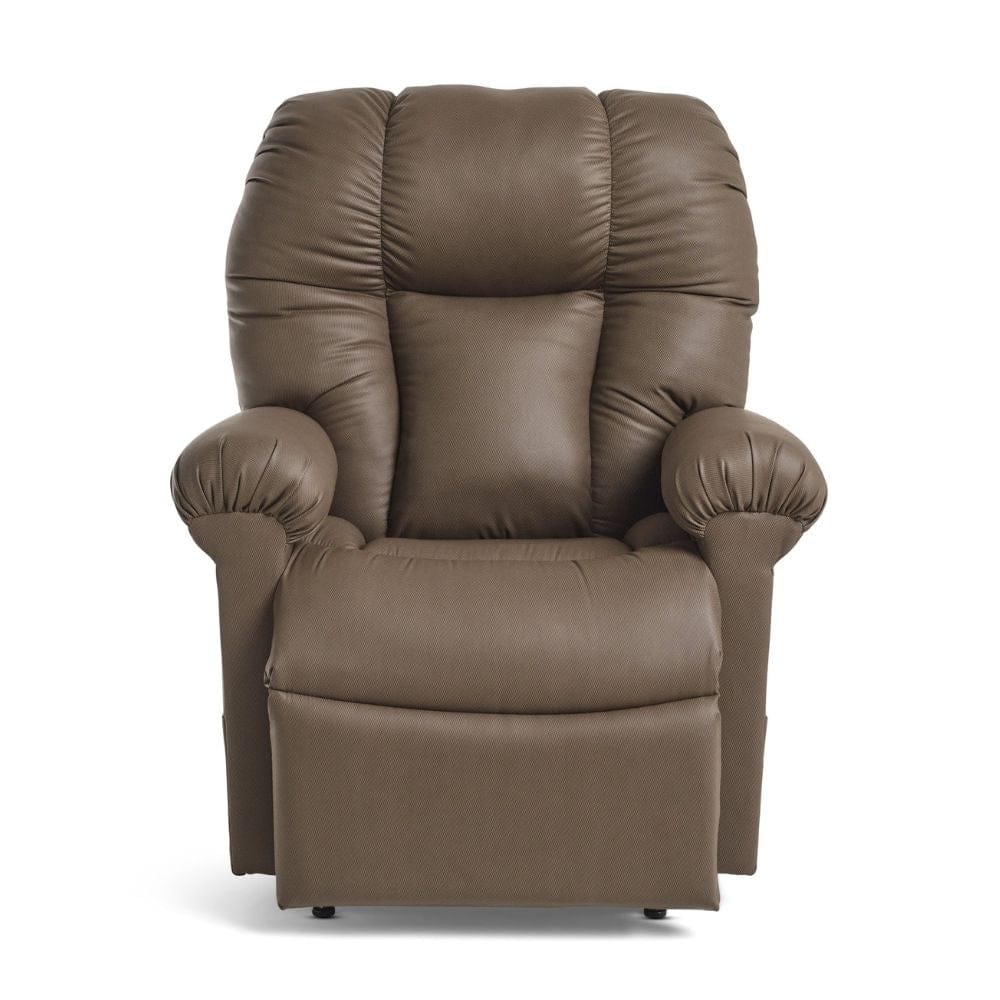 Brown leather recliner chair on a white background