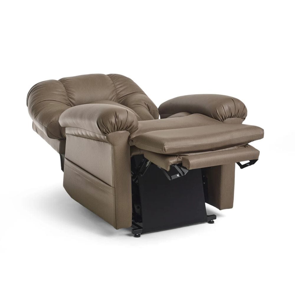 Brown leather recliner chair on a white background