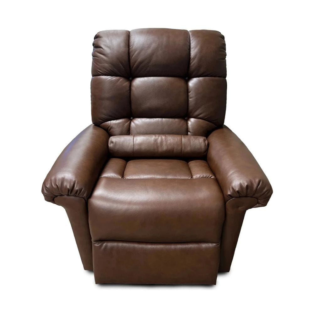 Brown leather recliner chair on a white background