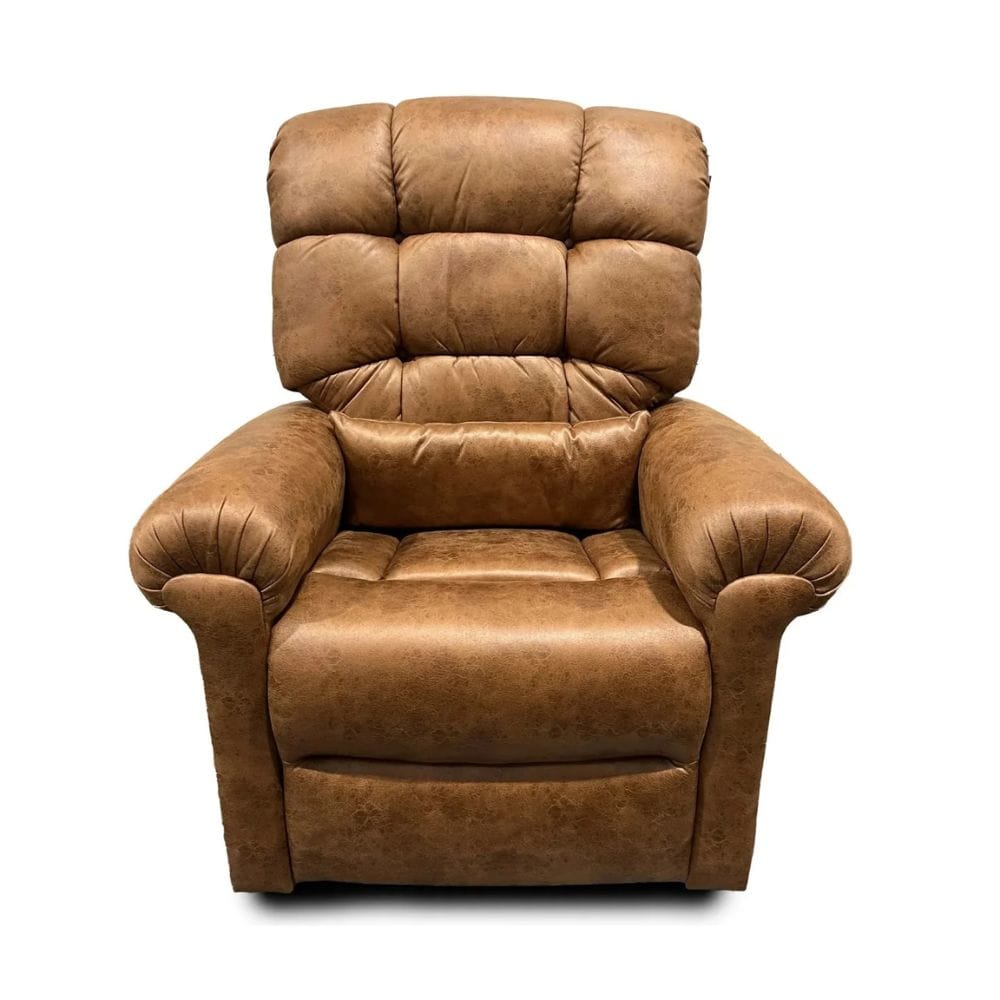 Brown leather recliner chair on a white background