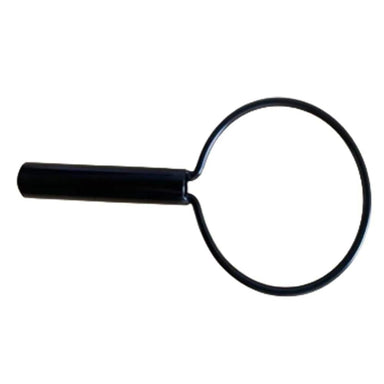 Black magnifying glass on a white background