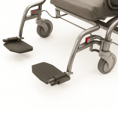 Wheelchair with footrests on a white background
