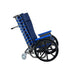 Blue wheelchair with reclined position on a white background