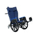 Blue wheelchair with reclined position on a white background
