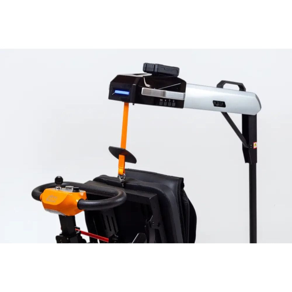 Golf trolley with a stand and accessories on a white background