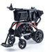 Foldable wheelchair with black and red design on a white background