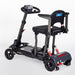 Black and gray mobility scooter with a seat on a white background