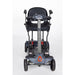 Black mobility scooter with a seat on a white background