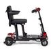 Black mobility scooter with a seat on a white background