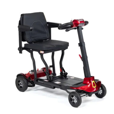 Black and red mobility scooter on a white background