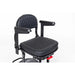 Black adjustable seat with armrests on a white background