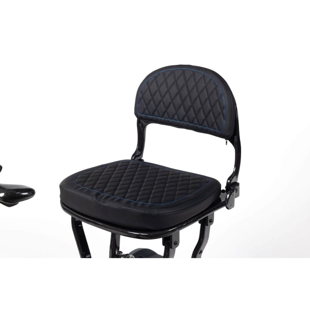 Black quilted seat with backrest on a white background