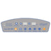 Control panel with various buttons and indicators on a white background