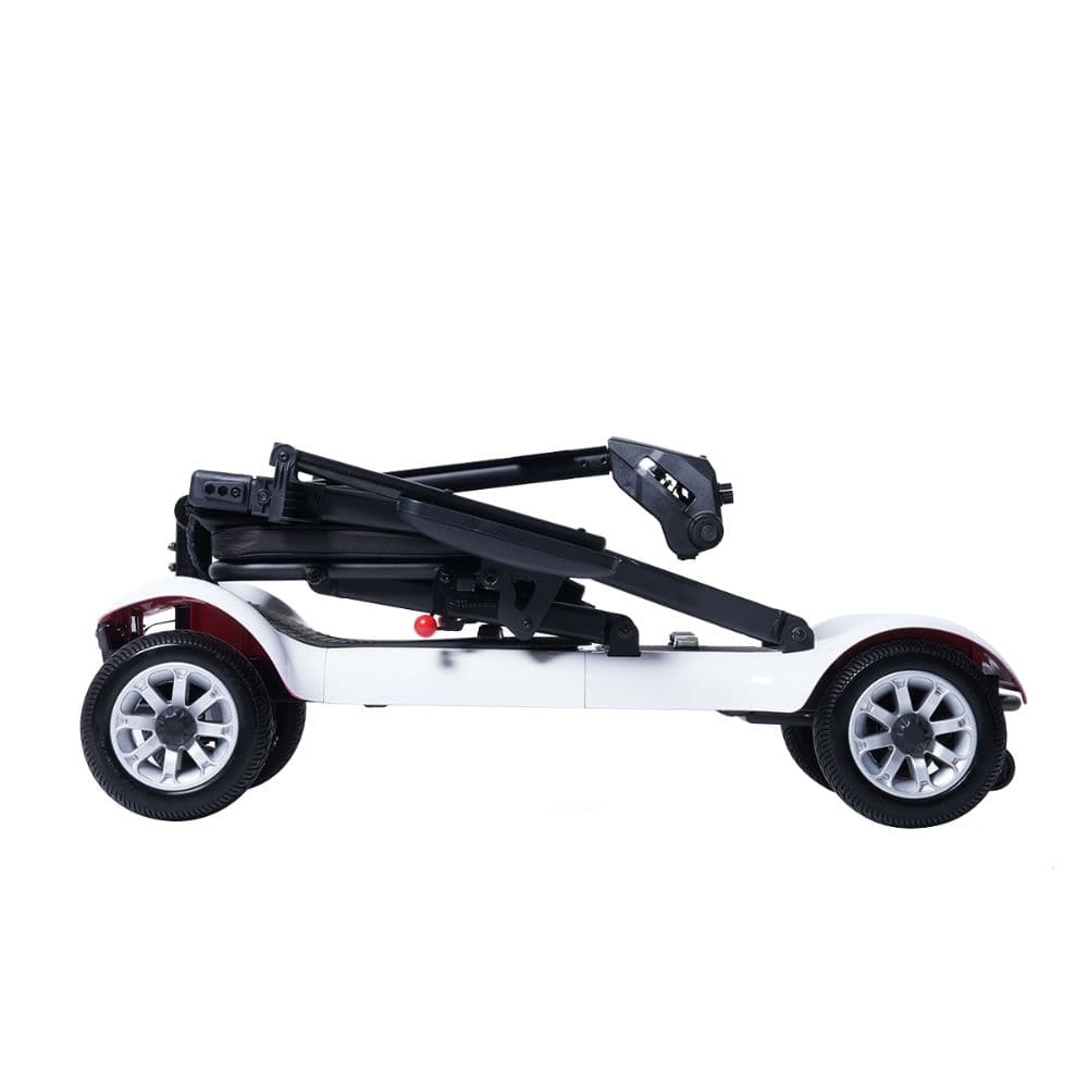 White scooter with black frame and wheels on a white background