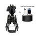 Fold-thin black scooter next to two smartphones on a white background
