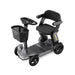 Gray mobility scooter with a basket on a white background