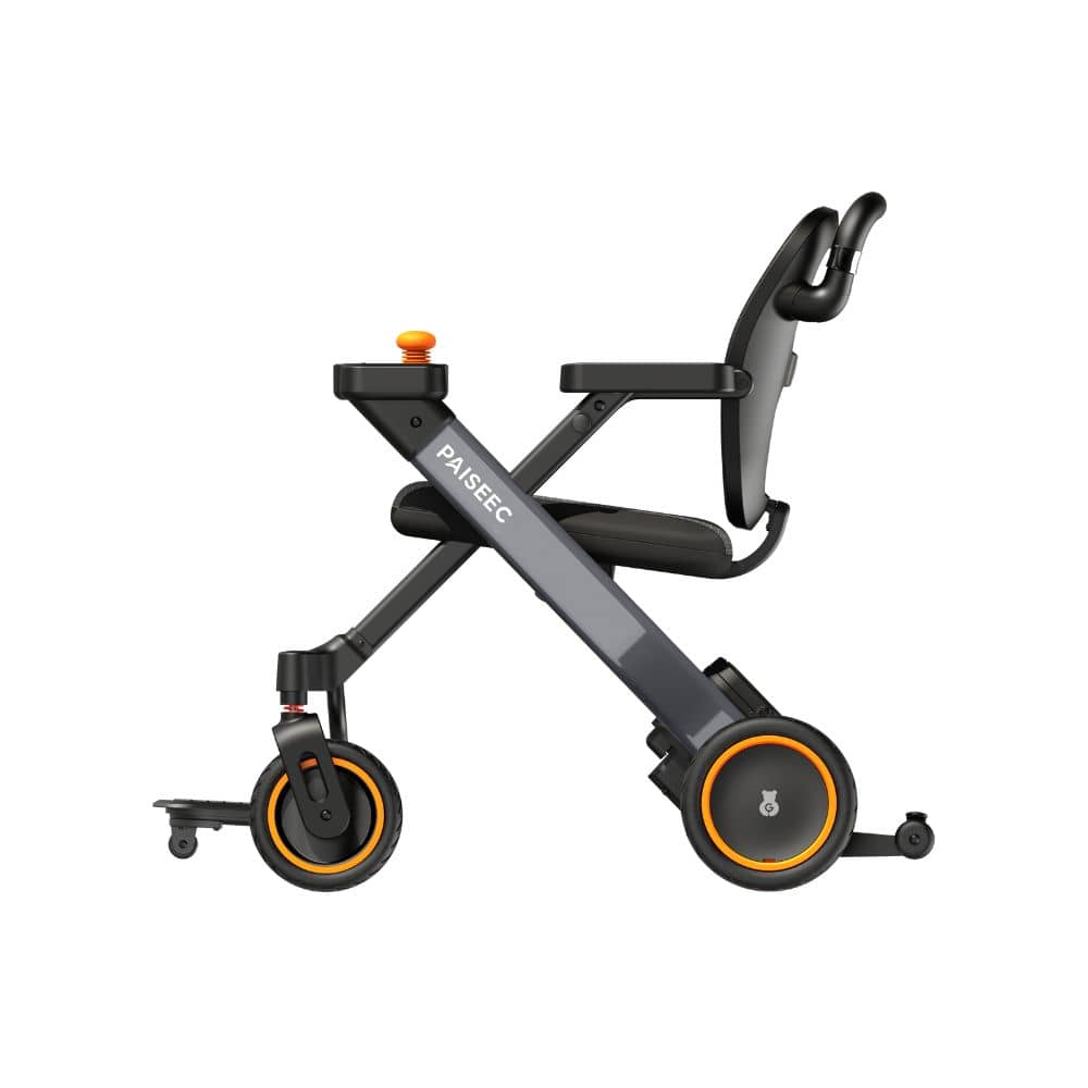 Black and orange PAIBEC scooter on a white background