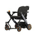 Black and orange mobility scooter on a white background