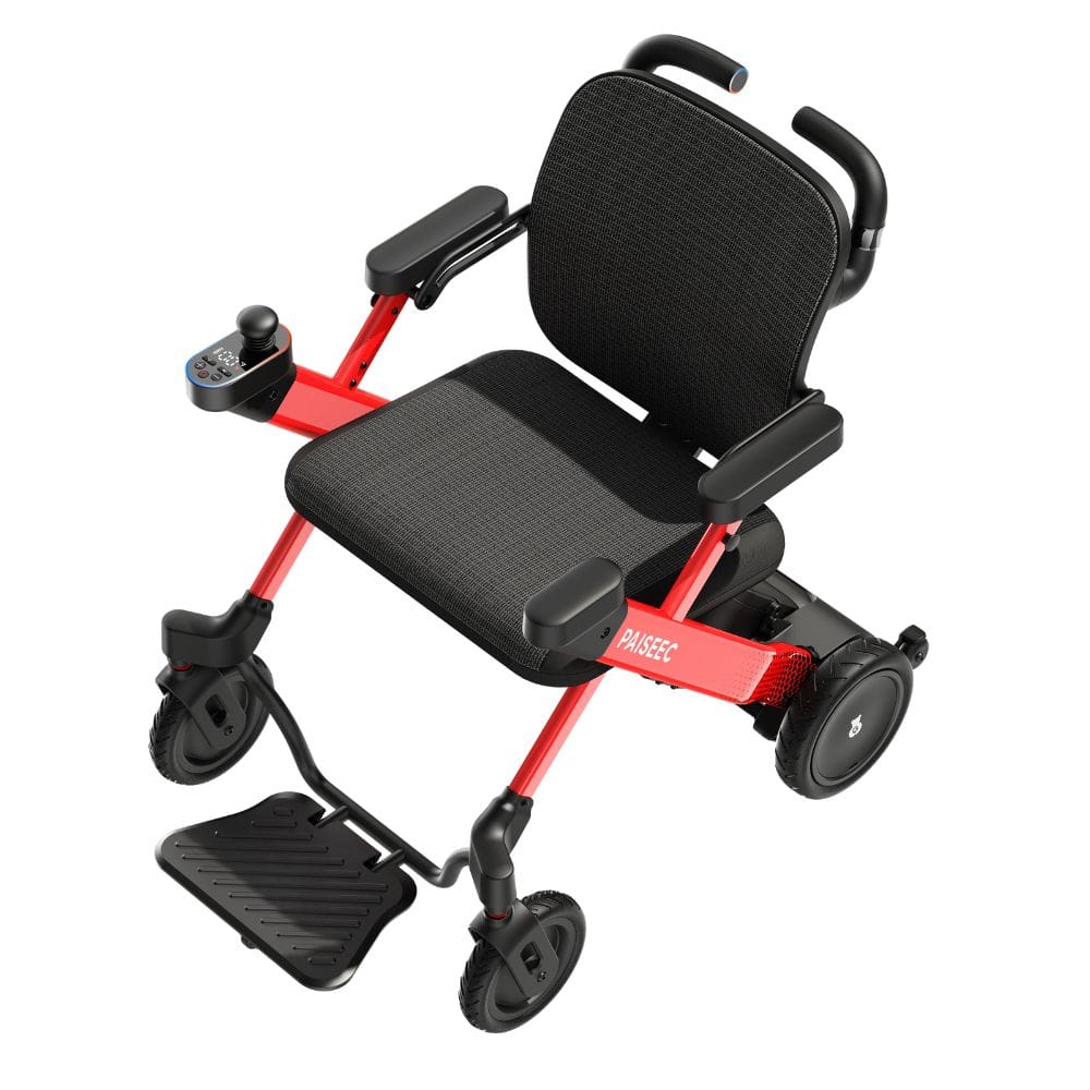 Black and red wheelchair on a white background