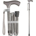 Collapsible walking cane with patterned handle and shaft on a white background