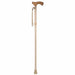 Adjustable walking cane with wooden handle on a white background