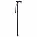 Black adjustable walking cane on a white background