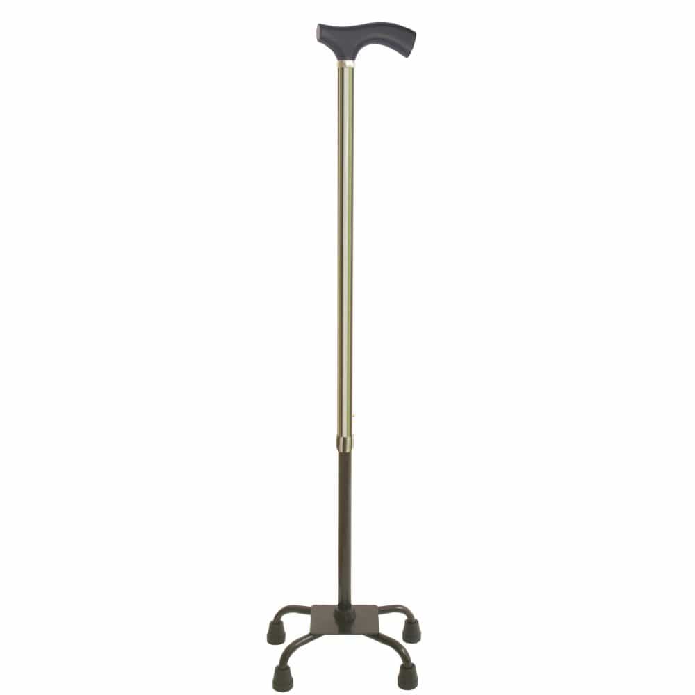 Black walking cane with adjustable height on a white background