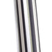 Close-up of a metal rod with alternating black and white stripes on a white background