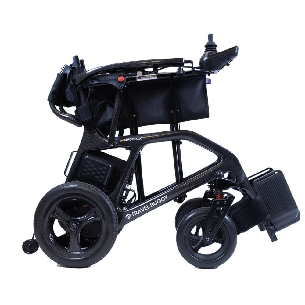 Black travel buggy on a white background