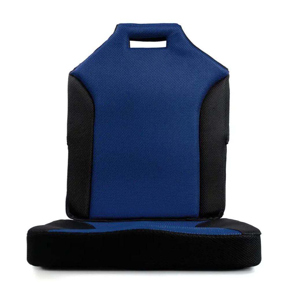 Blue and black seat cushion on a white background