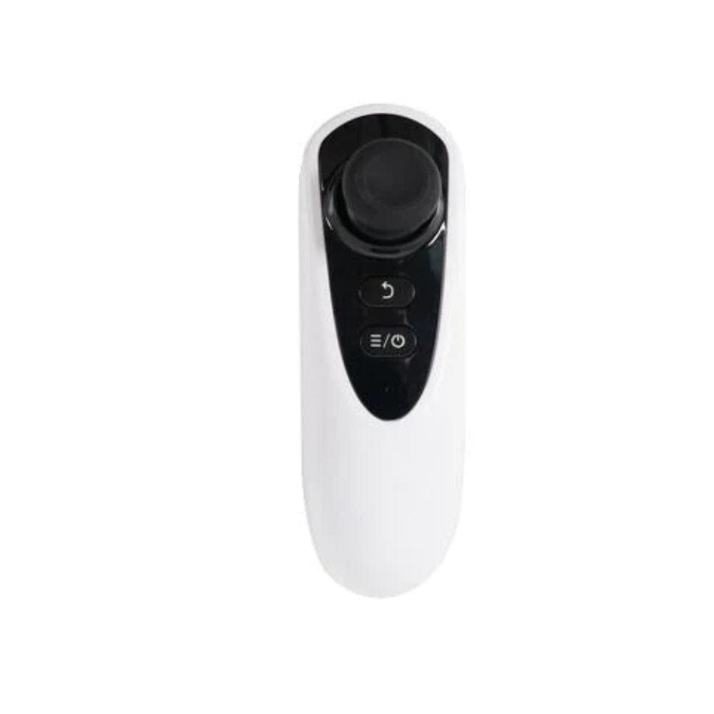 White electronic device with black control panel on a white background