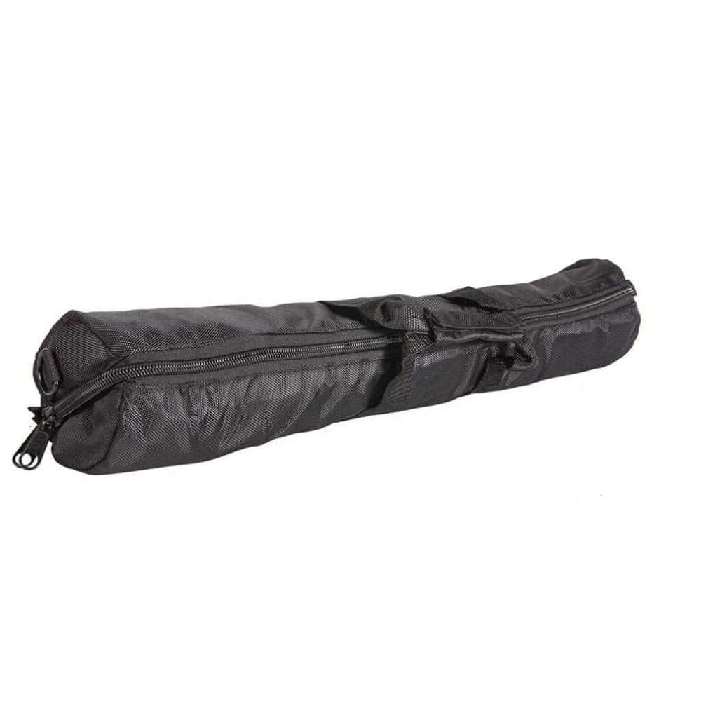 Black rolled-up mat bag on a white background