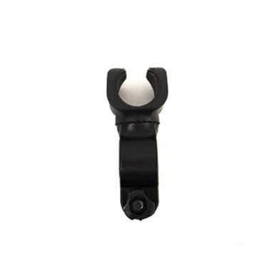 Black metal tool with a white component on a white background