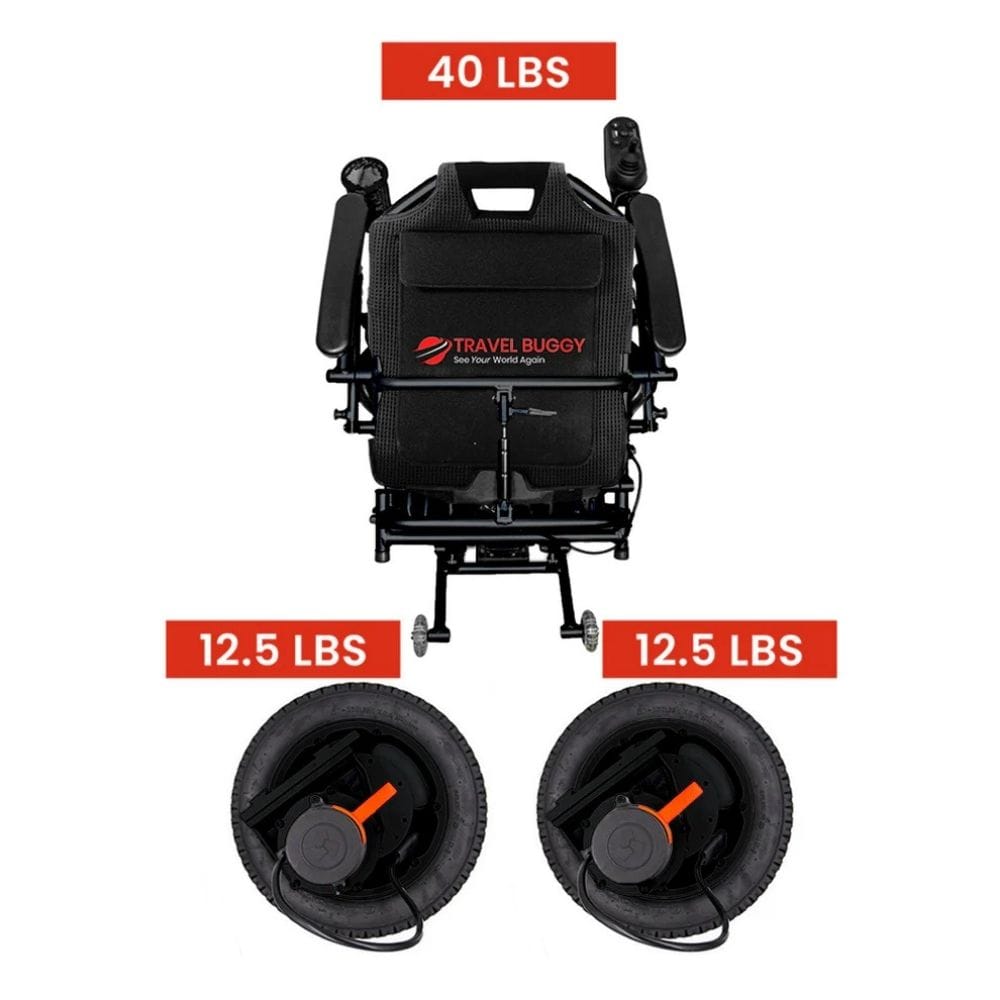 Travel buggy with weight indicators on a white background