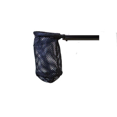 Black mesh bag with a handle on a white background