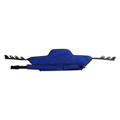 Blue dog toy with a handle on a white background