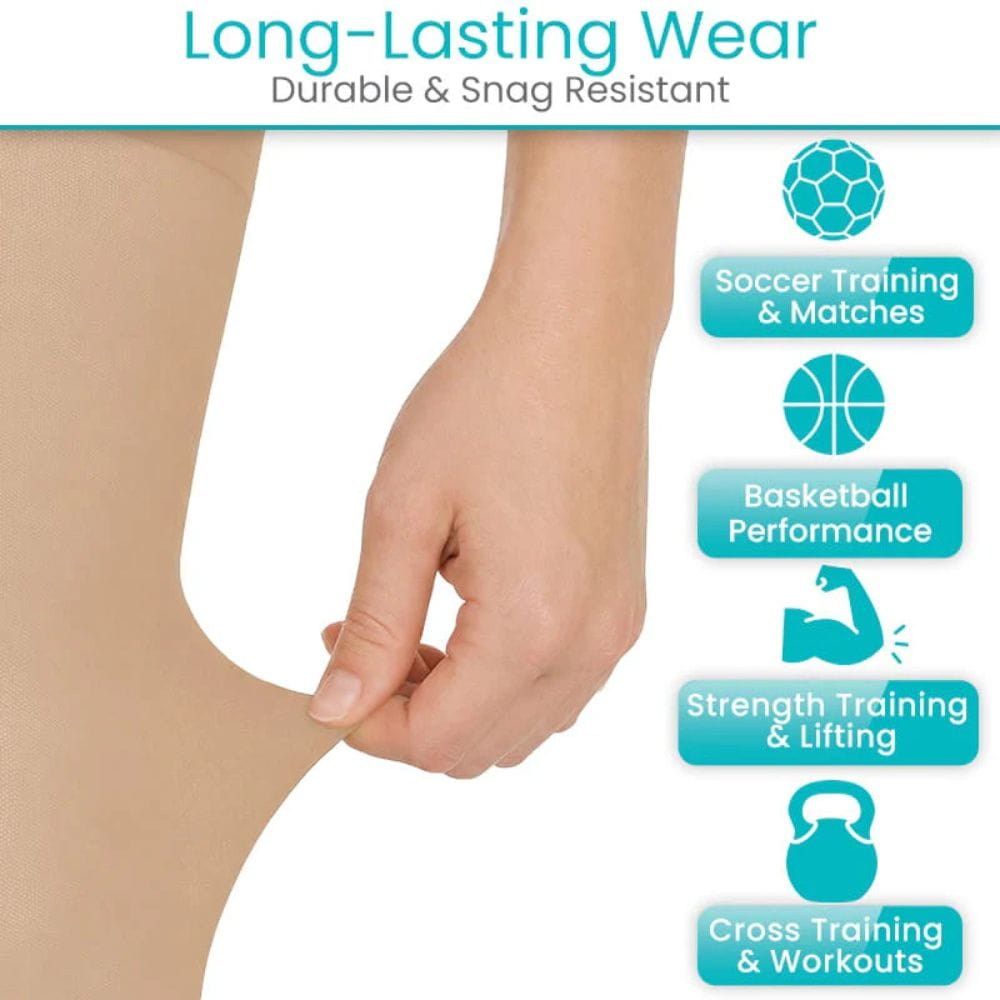 Product showing long-lasting wear with durable and snag-resistant properties, used for various activities.
